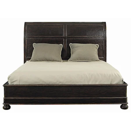 King-Size Platform Bed with Panel Sleigh Headboard